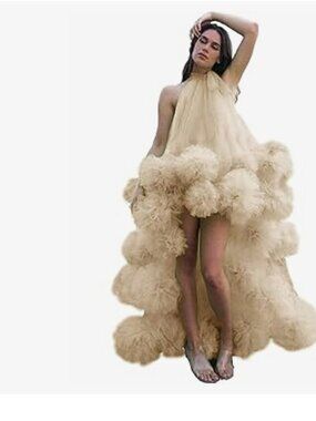 Women's Halter Prom Dress Ball Gowns Puffy Tulle High Low Formal Evening Party